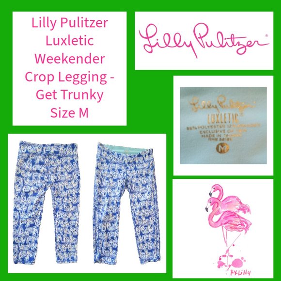 Lilly Pulitzer Luxletic Weekender Capri Leggings - Get Trunky Elephants - Picture 1 of 4